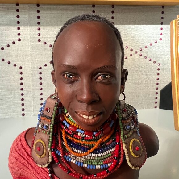 "Maasai Woman" African American Handmade Doll Bust Original - Picture 4 of 10